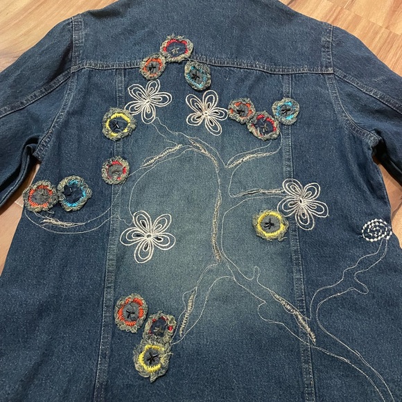 VTG Christopher & Banks Blue Denim Jacket with Floral Embroidery Sz M - Picture 8 of 11